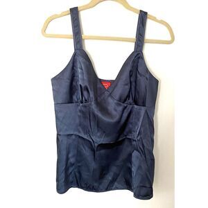 Oscar by Oscar de la Renta Zipper Sleeveless V Neck Tank Top Blouse Chic Sz 10